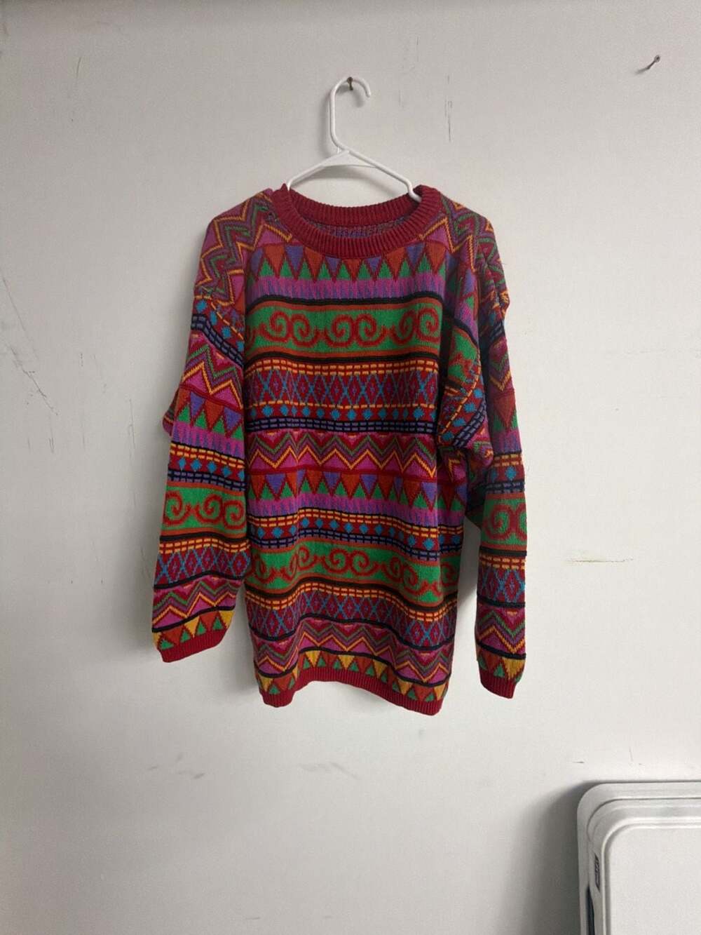 Vintage Geometric Pattern Crewneck Pullover Sweater
